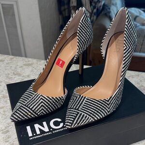 INC Black and White Sparkly Heels